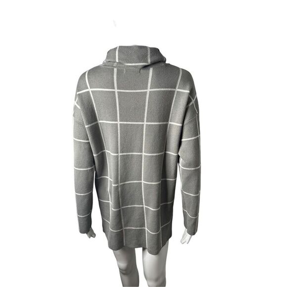 Calvin Klein Sweater Womens Medium Turtleneck Gray Windowpane Knit Pullover - Picture 3 of 7